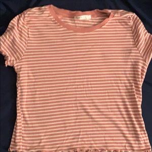pink and white striped crop top